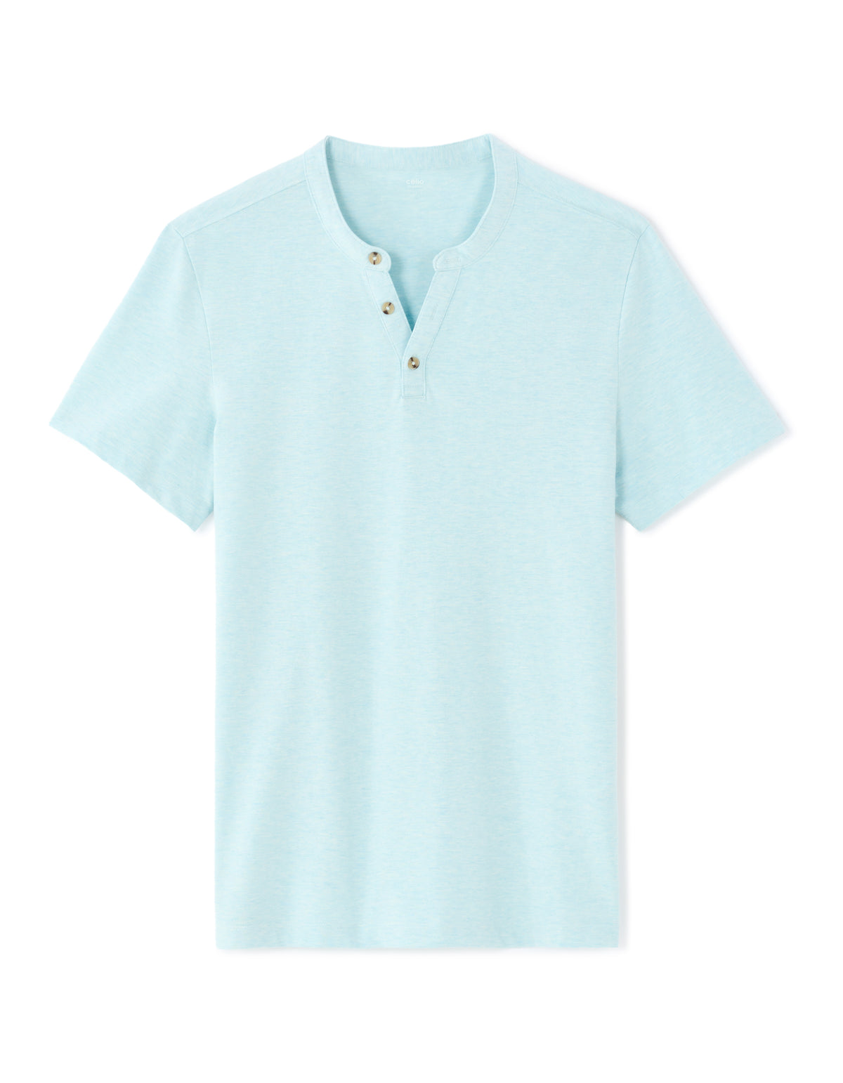 Straight Fit Cotton Blend Melange Crew Neck T Shirts - Blue