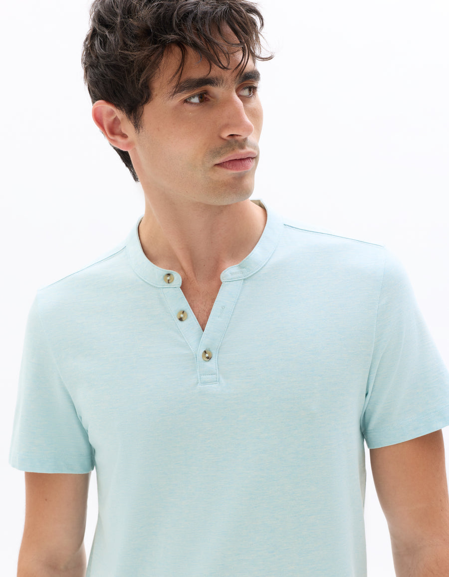 Celio Melange Regular Fit Cotton-Blend Blue T-Shirt