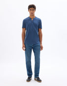 Celio Melange Straight Fit Cotton Blend Navy Tshirts
