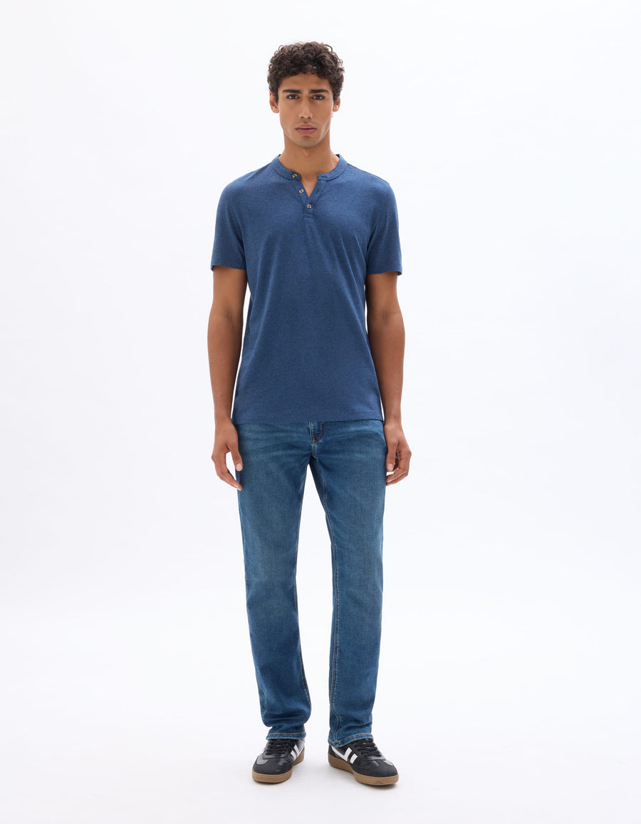 Celio Melange Straight Fit Cotton Blend Navy Tshirts