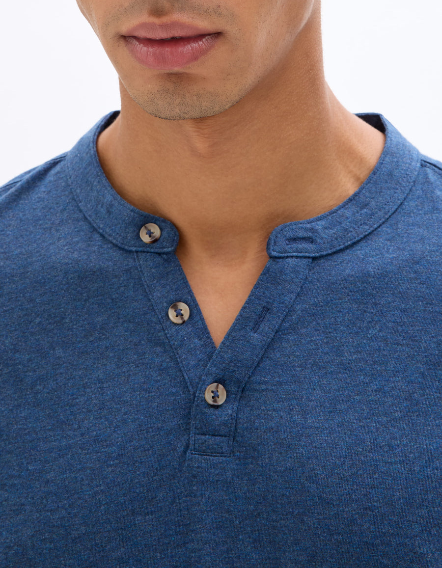Celio Melange Straight Fit Cotton Blend Navy Tshirts