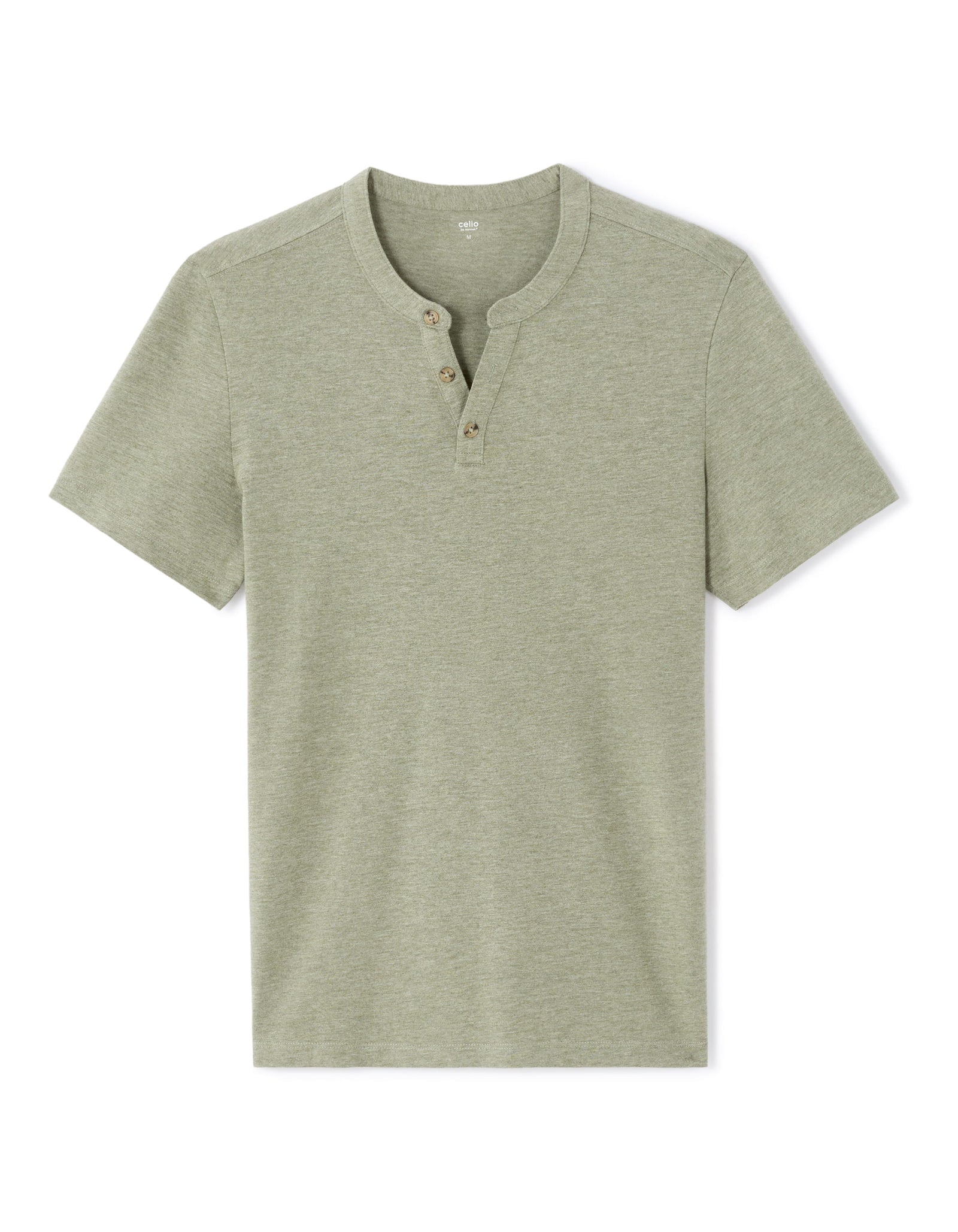 Celio Melange Straight Fit Cotton Blend Khaki Tshirts