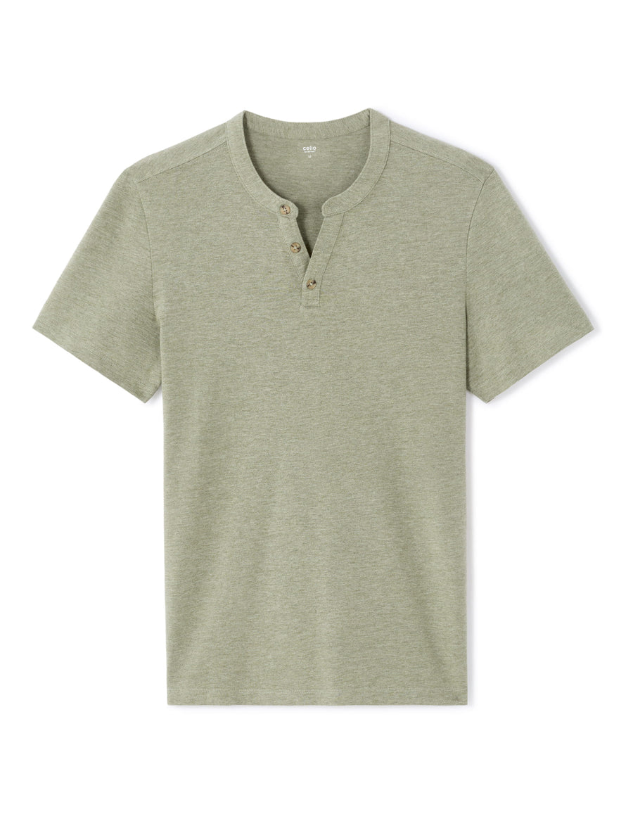 Celio Melange Straight Fit Cotton Blend Khaki Tshirts