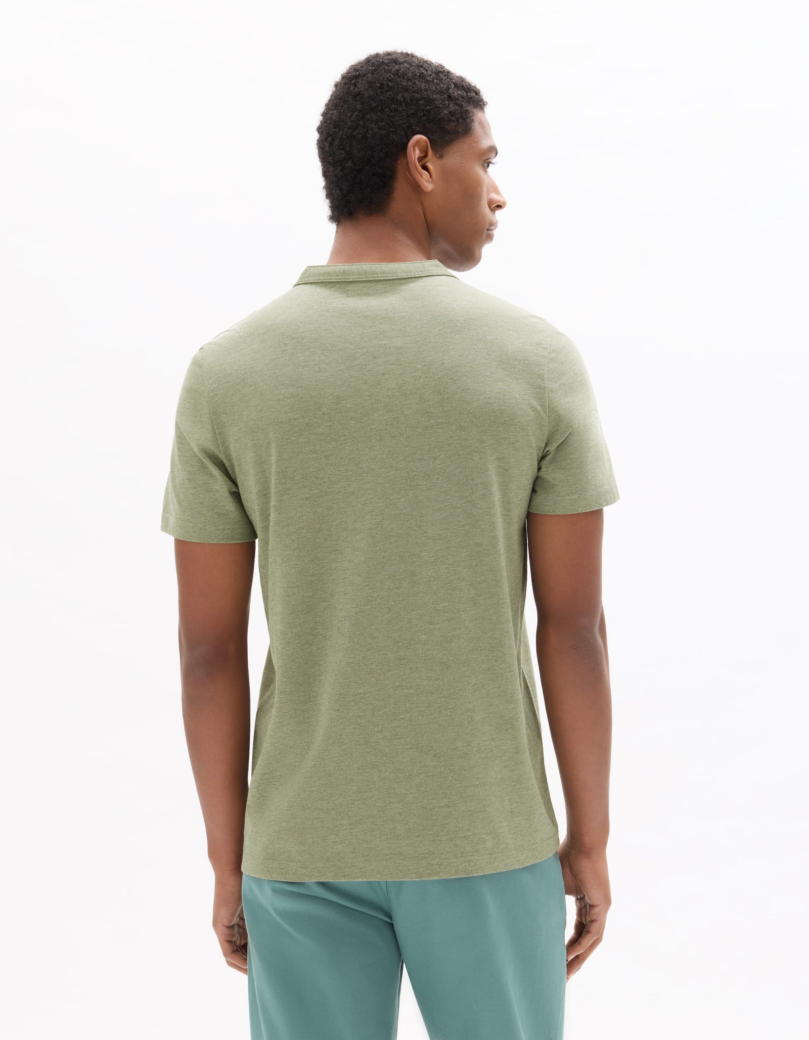 Celio Melange Straight Fit Cotton Blend Khaki Tshirts