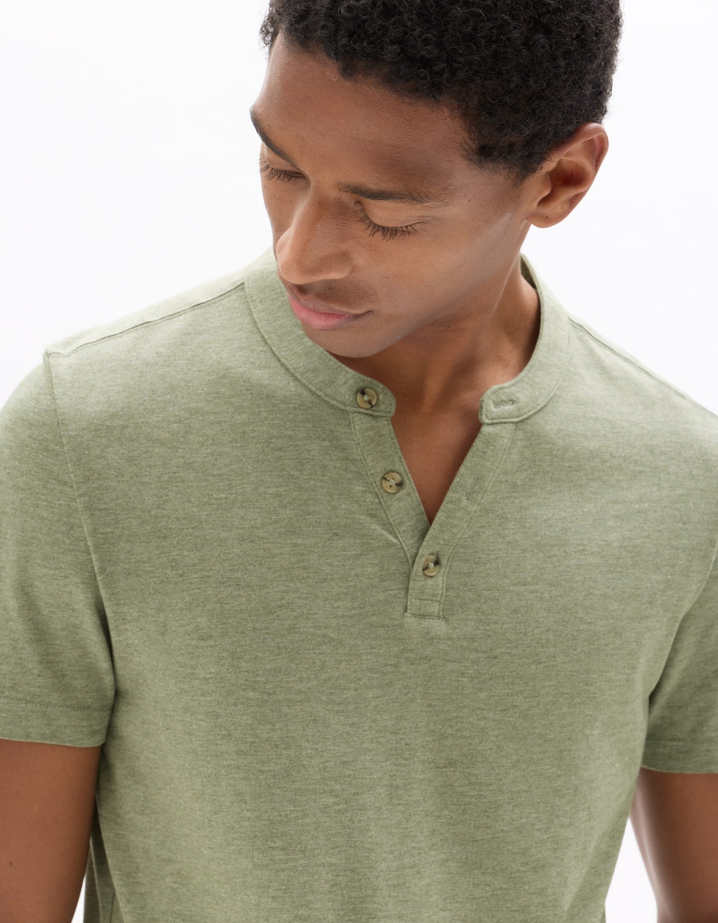 Celio Melange Straight Fit Cotton Blend Khaki Tshirts