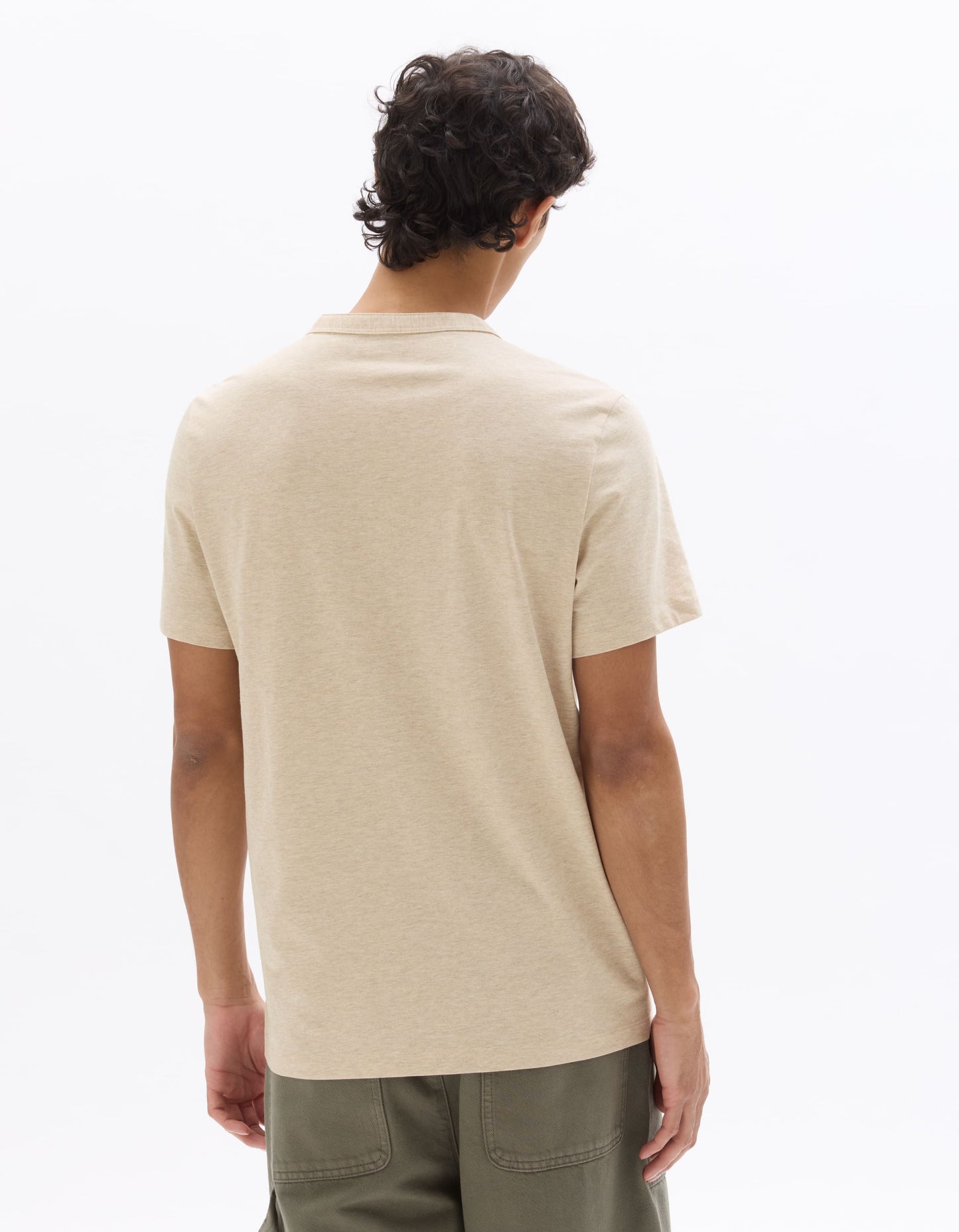 Celio Melange Straight Fit Cotton Blend Beige Tshirts