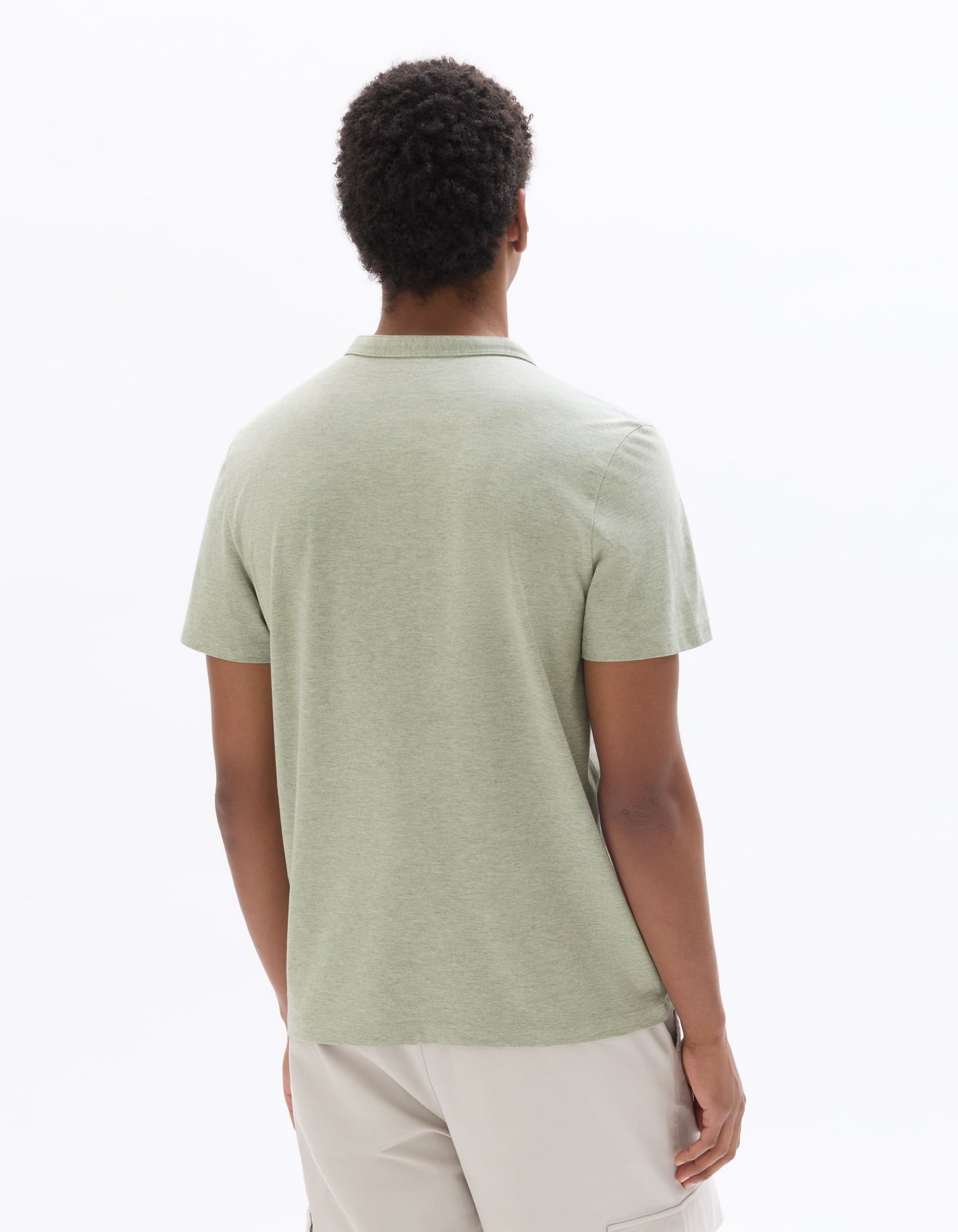 Celio Melange Straight Fit Cotton Blend Green Tshirts