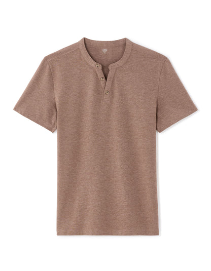 Celio Melange Straight Fit Cotton Blend Brown Tshirts
