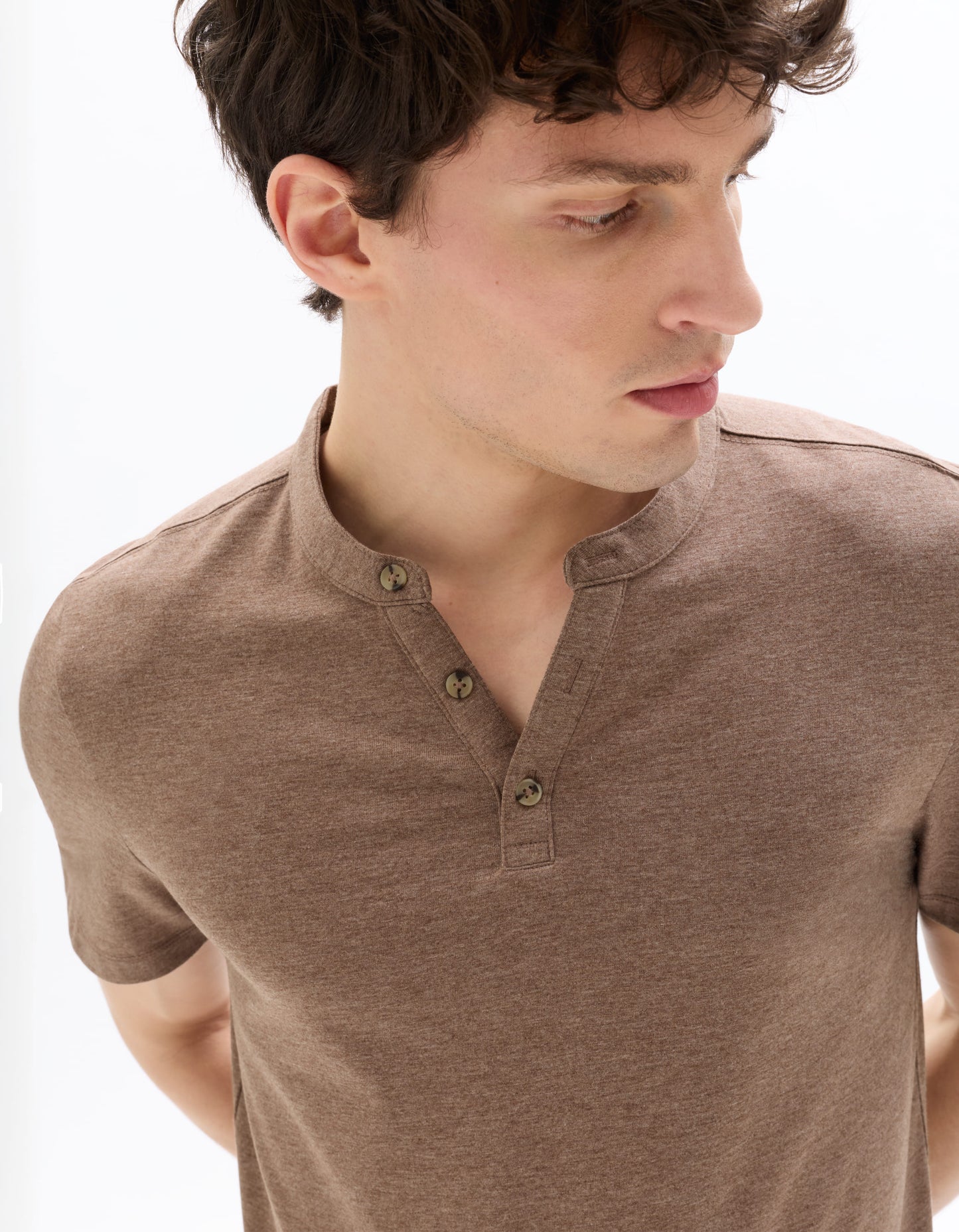 Celio Melange Straight Fit Cotton Blend Brown Tshirts