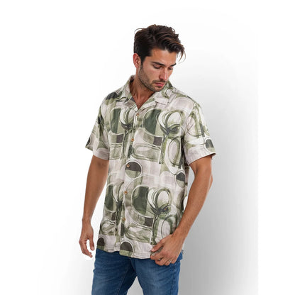 Olive Printed Viscose Shirt