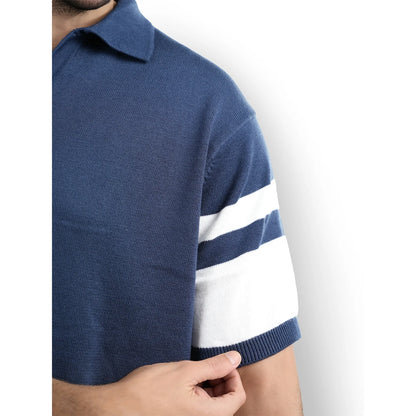 Blue Striped Cotton Polo