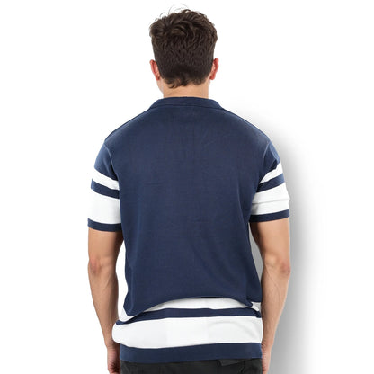 Blue Striped Cotton Polo