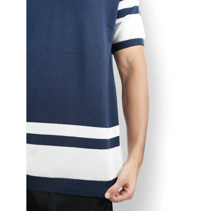 Blue Striped Cotton Polo