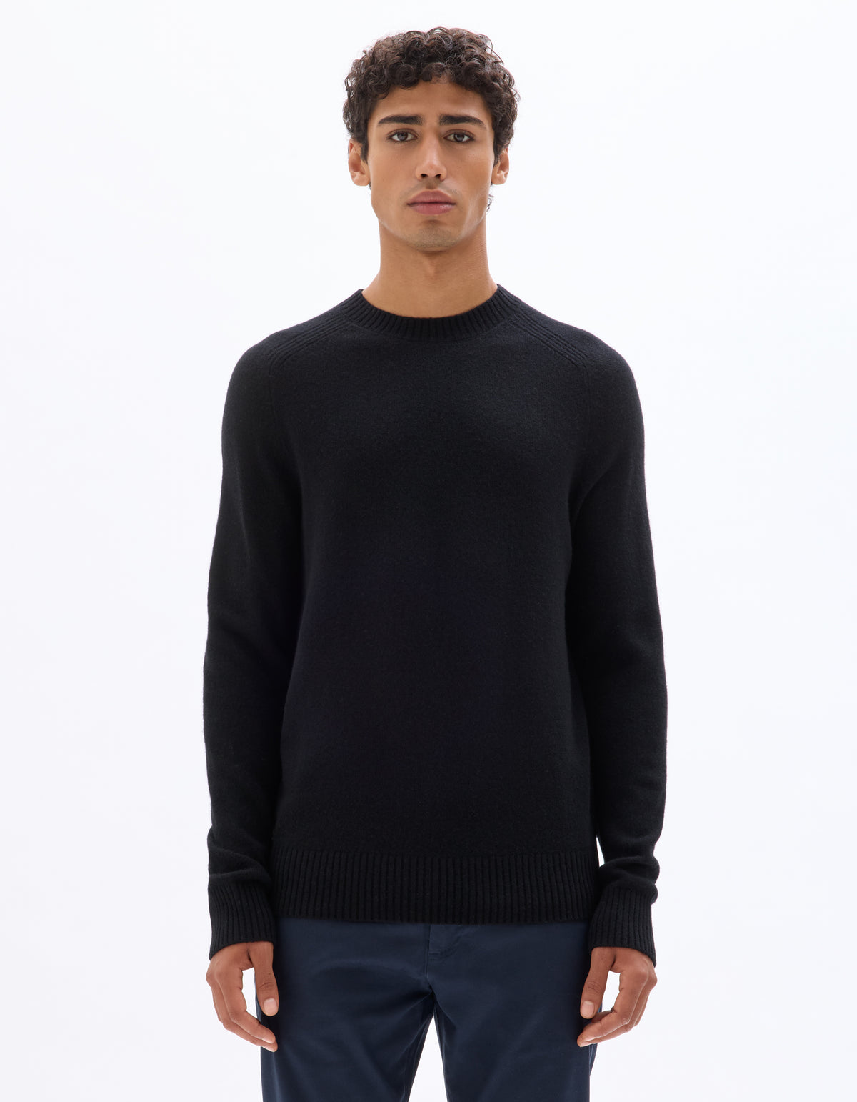 Regular Fit 100% Wool Solid Crew Neck Sweaters