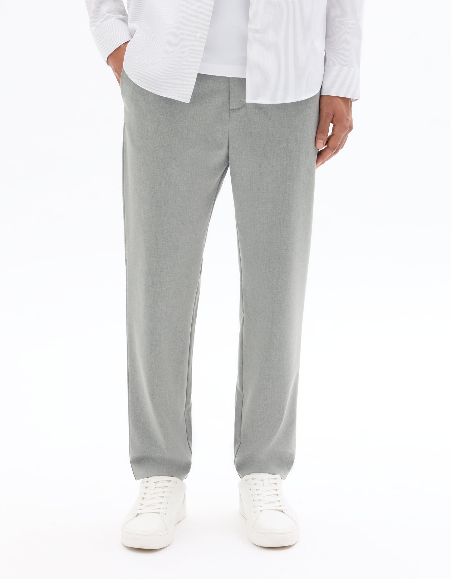 Celio Solid 24H Fit Poly-Blend Grey Trousers