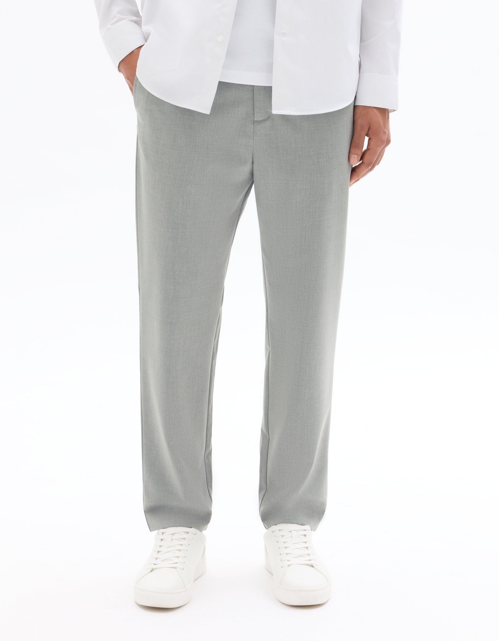 Celio Solid 24H Fit Poly-Blend Grey Trousers