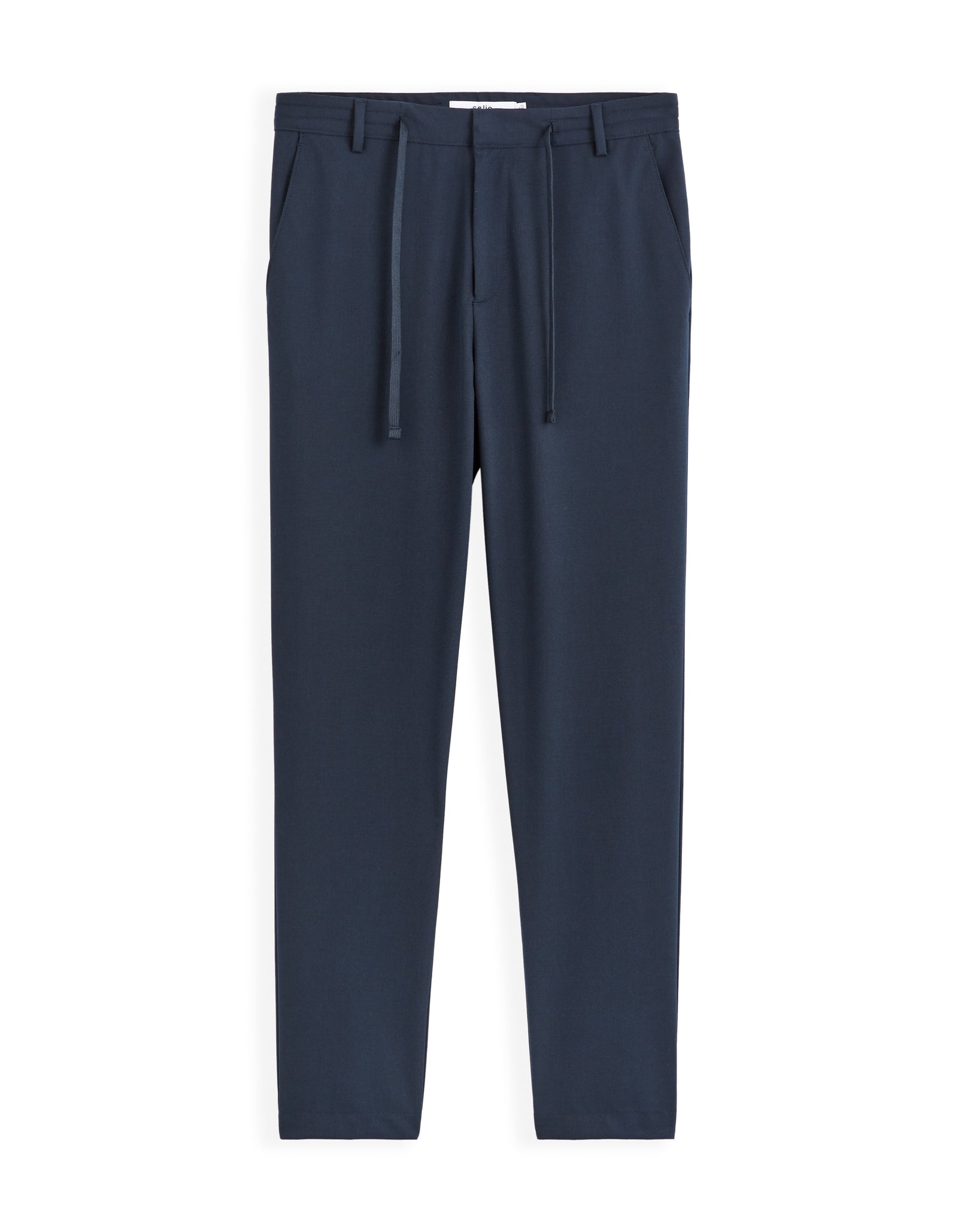 Celio* Men Navy Blue Solid Regular Fit Polyester Trousers