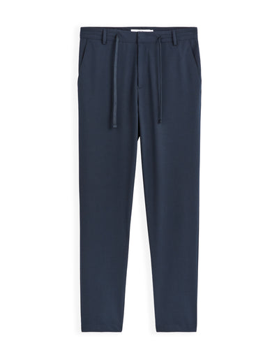 Celio* Men Navy Blue Solid Regular Fit Polyester Trousers