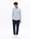 Celio* Solid Regular Fit Cotton-Blend Blue Shirts