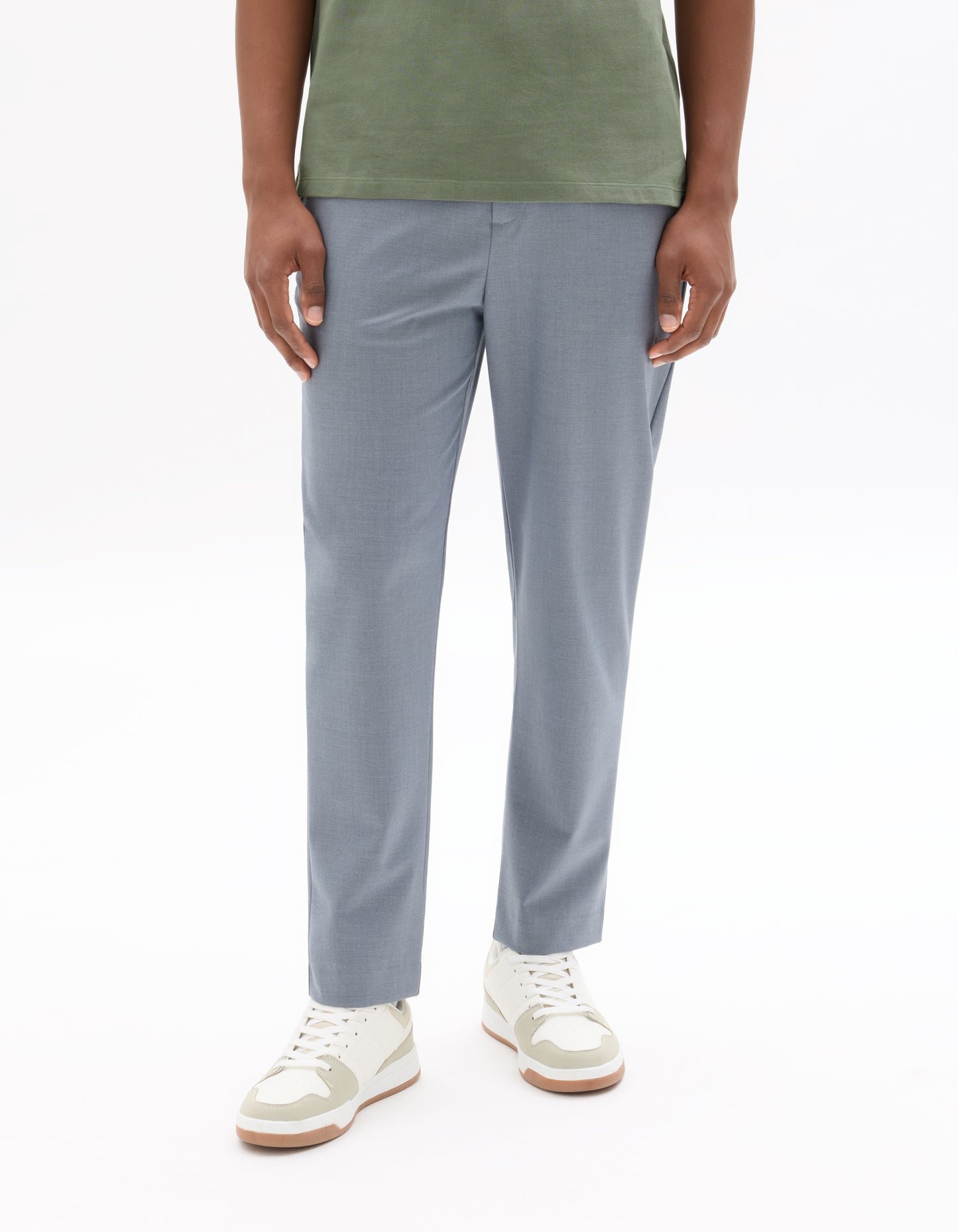 Celio Solid 24H Fit Poly-Blend Blue Trousers