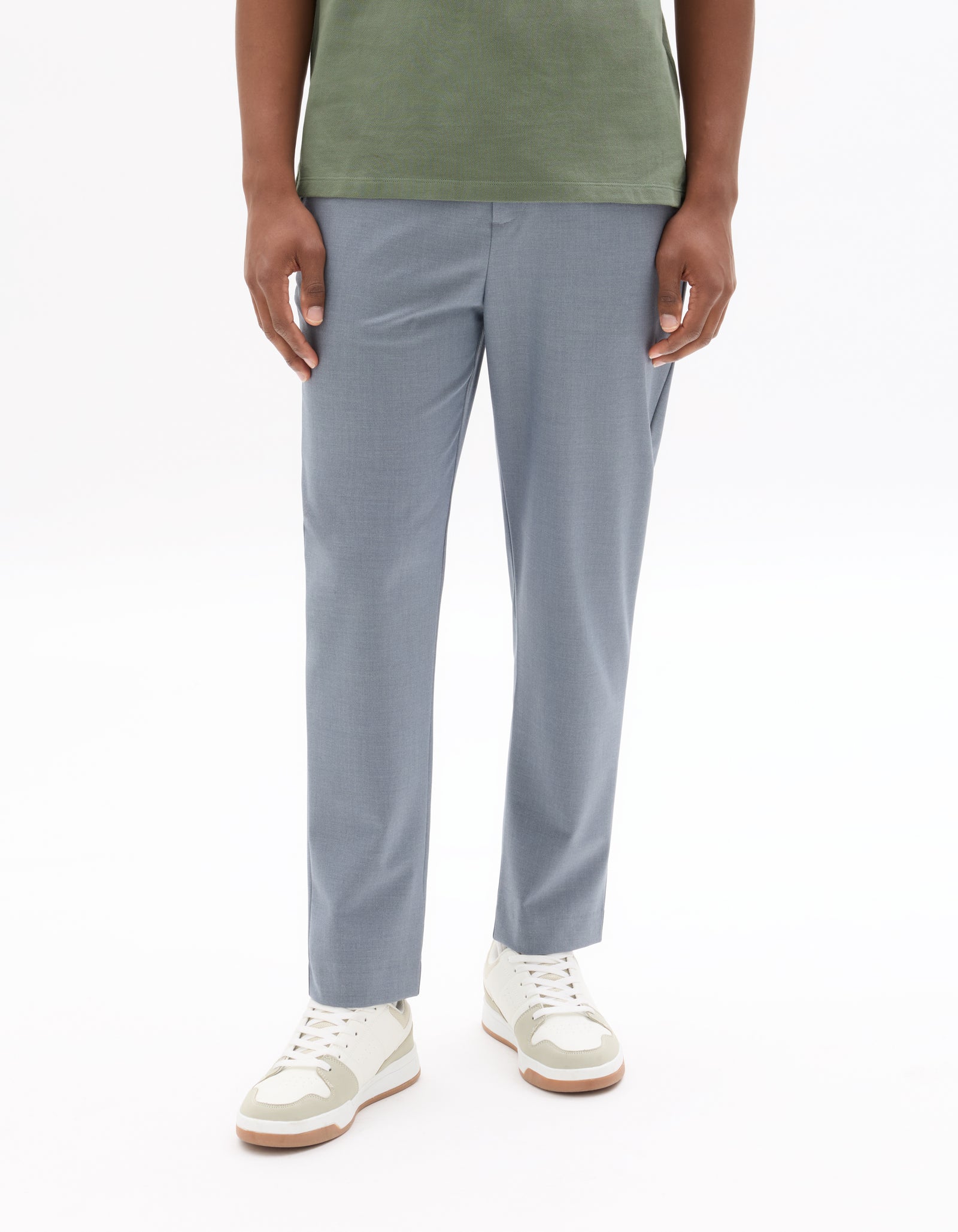 Celio Solid 24H Fit Poly-Blend Blue Trousers