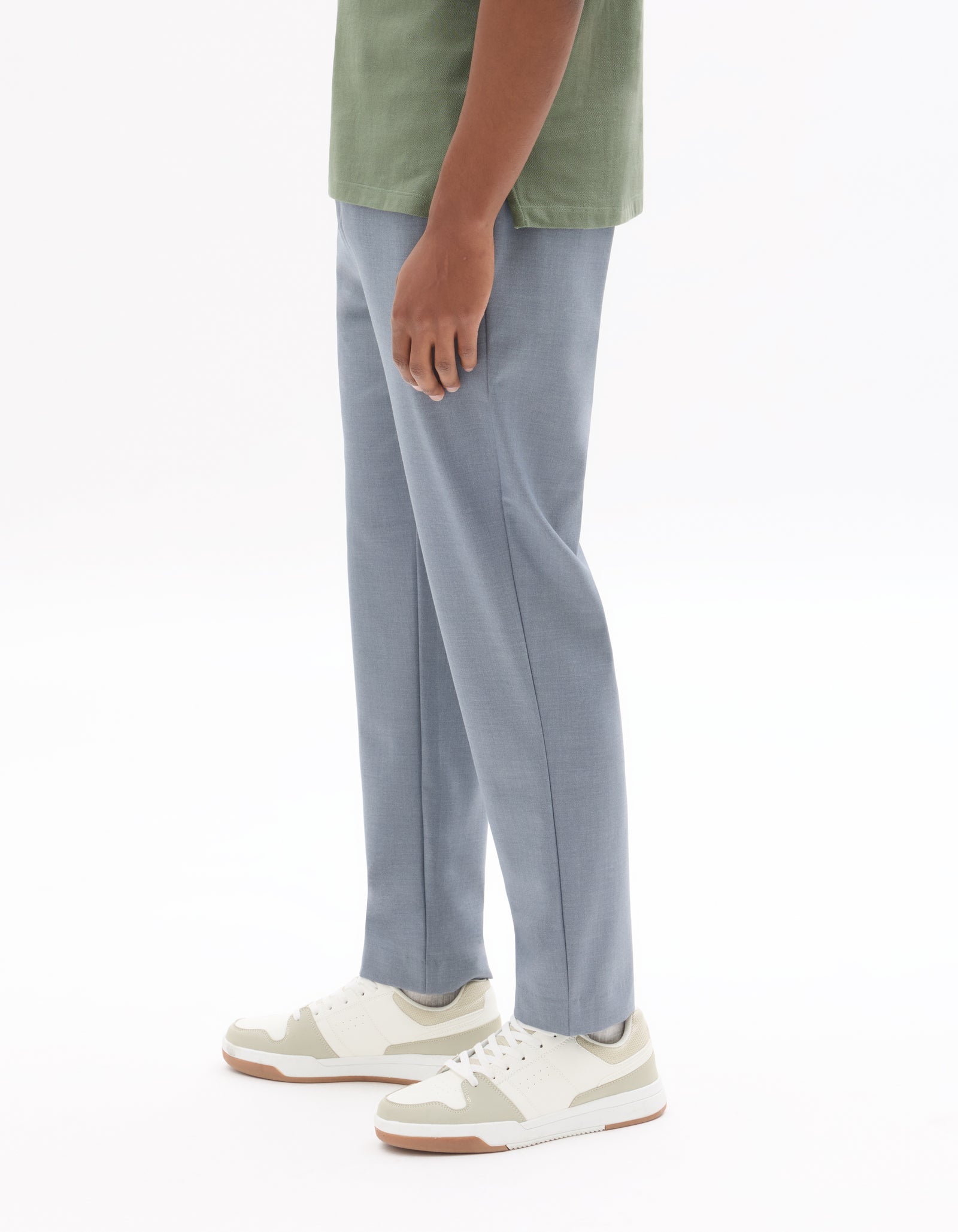 Celio Solid 24H Fit Poly-Blend Blue Trousers