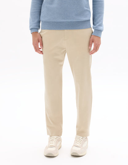 Celio* Men Beige Solid Regular Fit Polyester Trousers