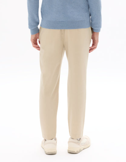 Celio* Men Beige Solid Regular Fit Polyester Trousers