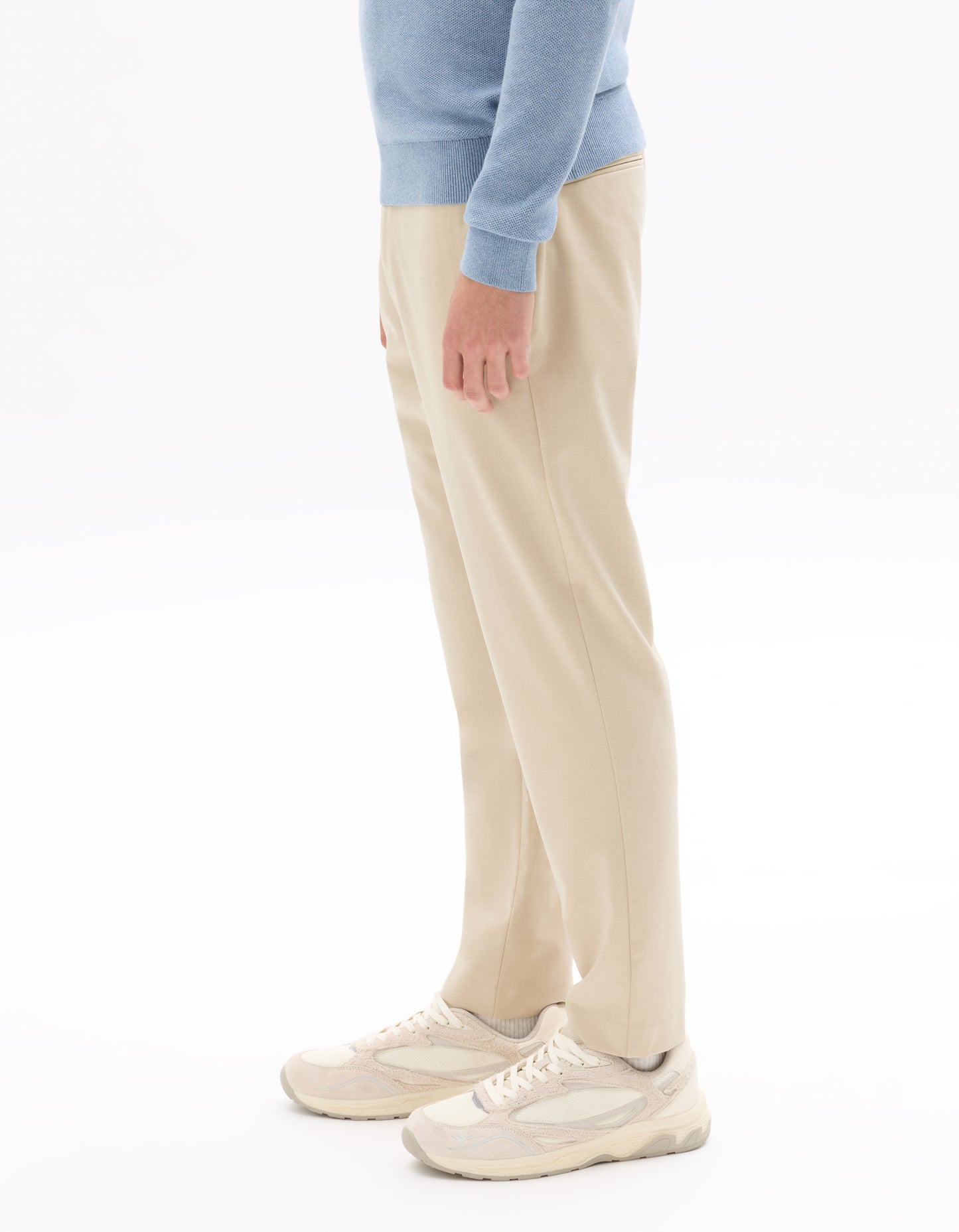 Celio* Men Beige Solid Regular Fit Polyester Trousers