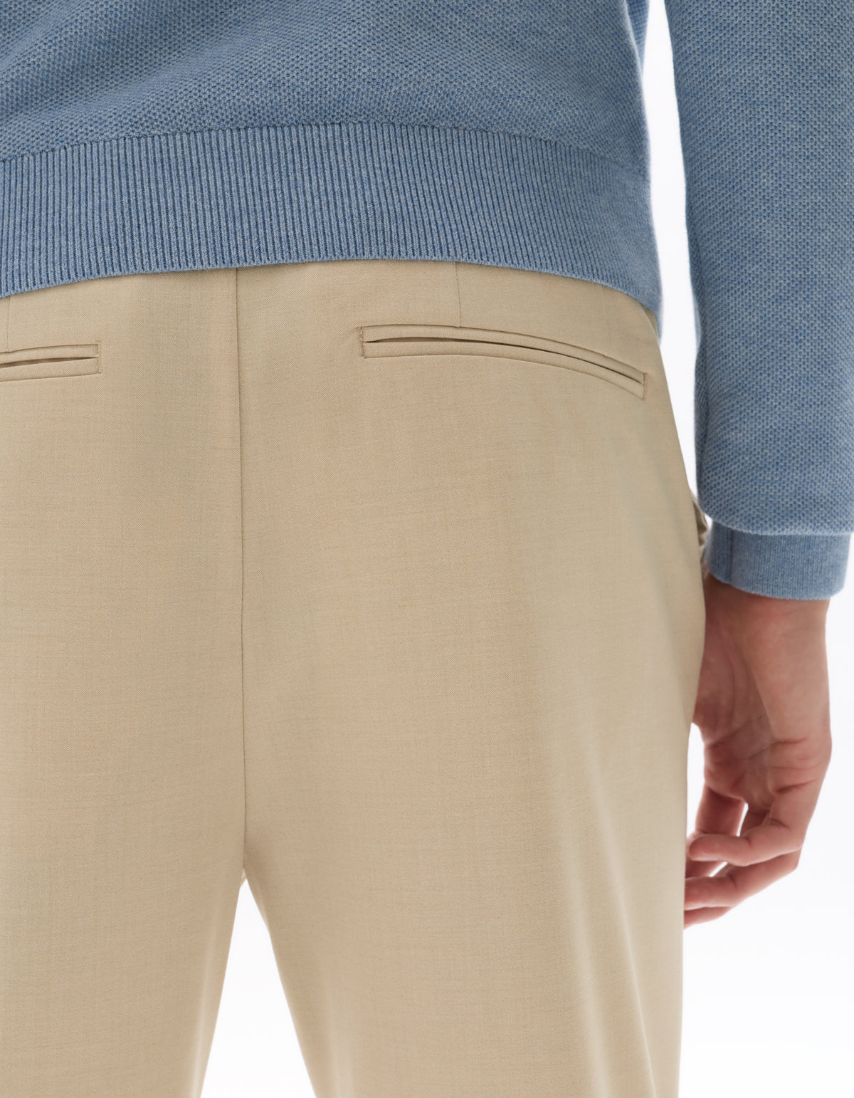 Slim Fit Poly Viscose Trousers - Light Beige