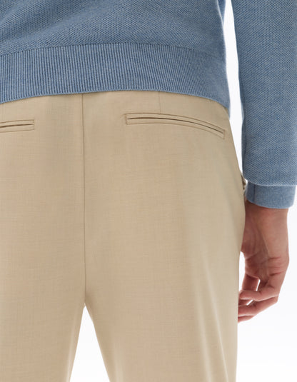Celio* Men Beige Solid Regular Fit Polyester Trousers