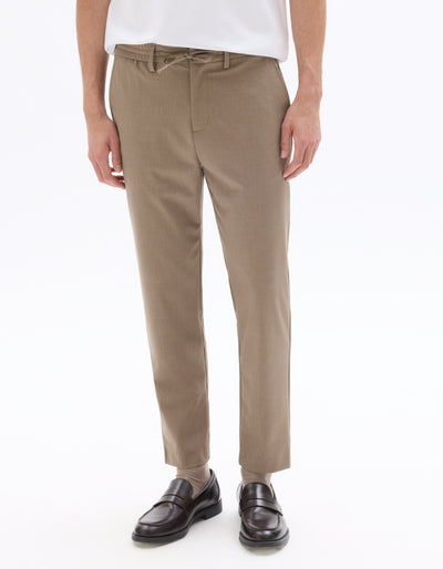 Celio Solid 24H Fit Poly-Blend Brown Trousers