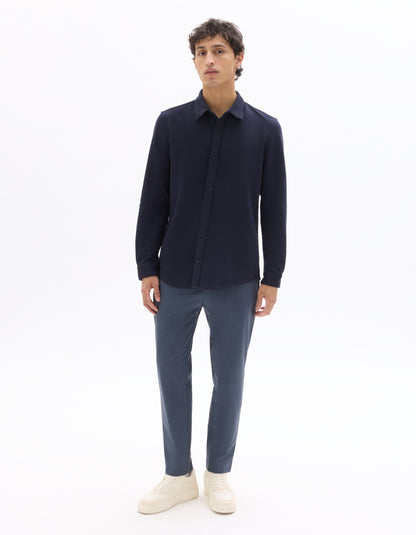 Celio Solid 24H Fit Poly-Blend Blue Trousers