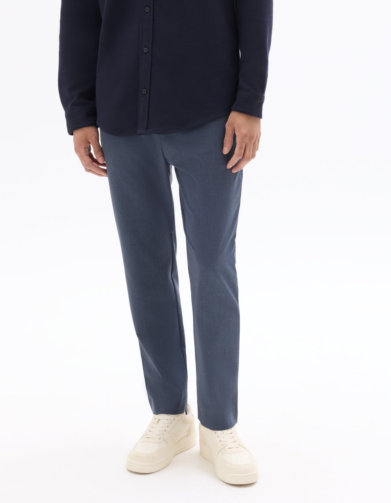 Celio Solid 24H Fit Poly-Blend Blue Trousers