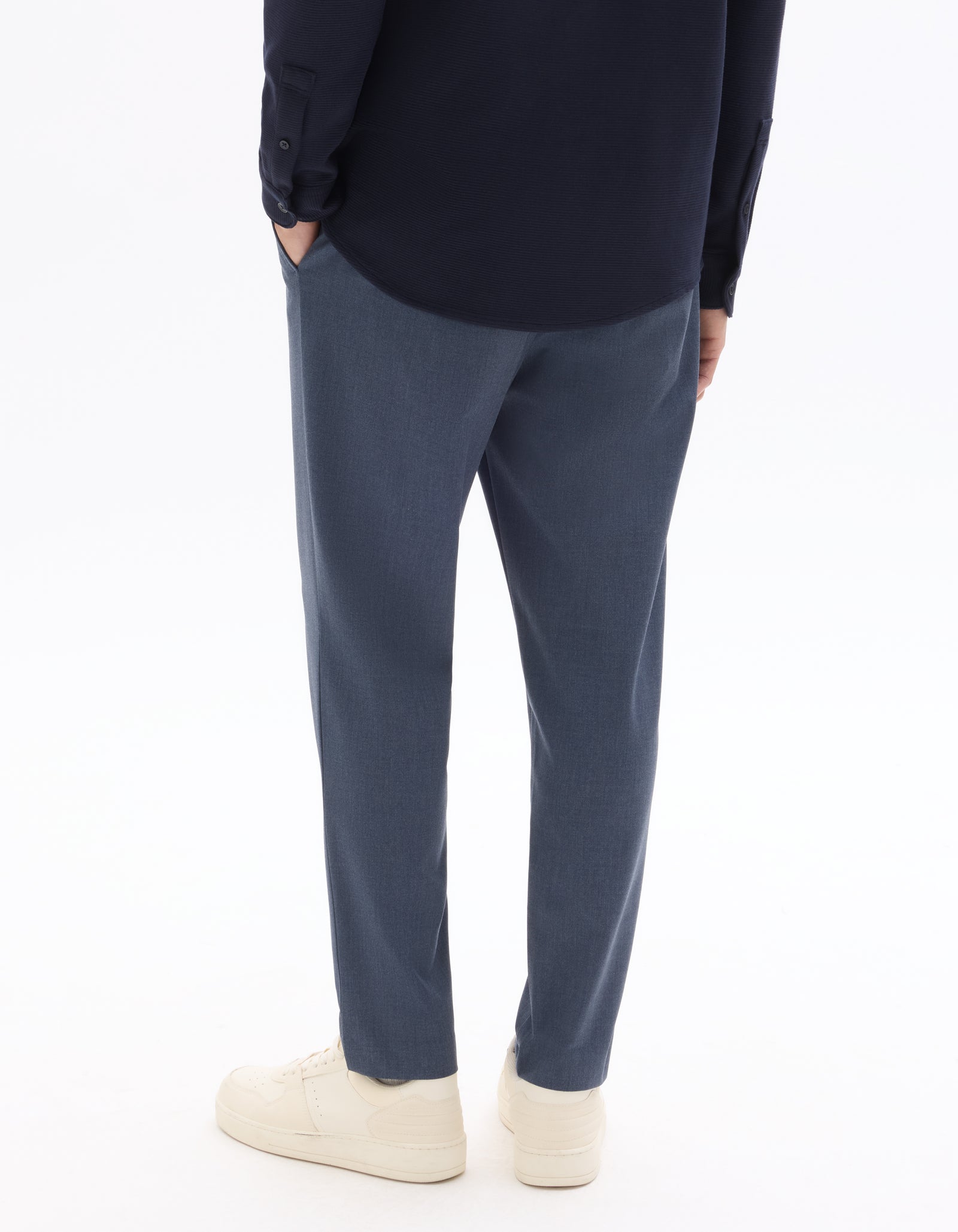 Celio Solid 24H Fit Poly-Blend Blue Trousers