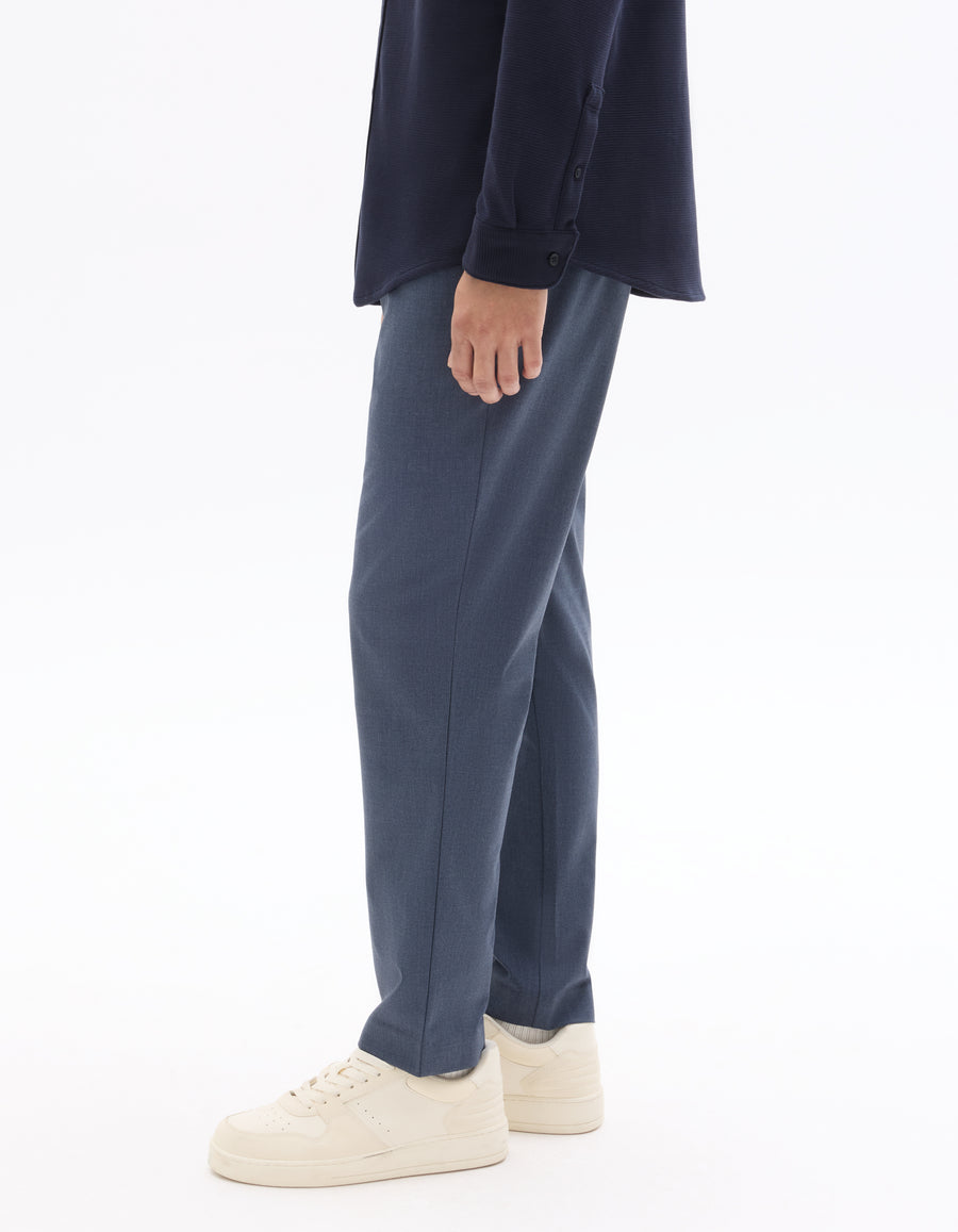 Celio Solid 24H Fit Poly-Blend Blue Trousers