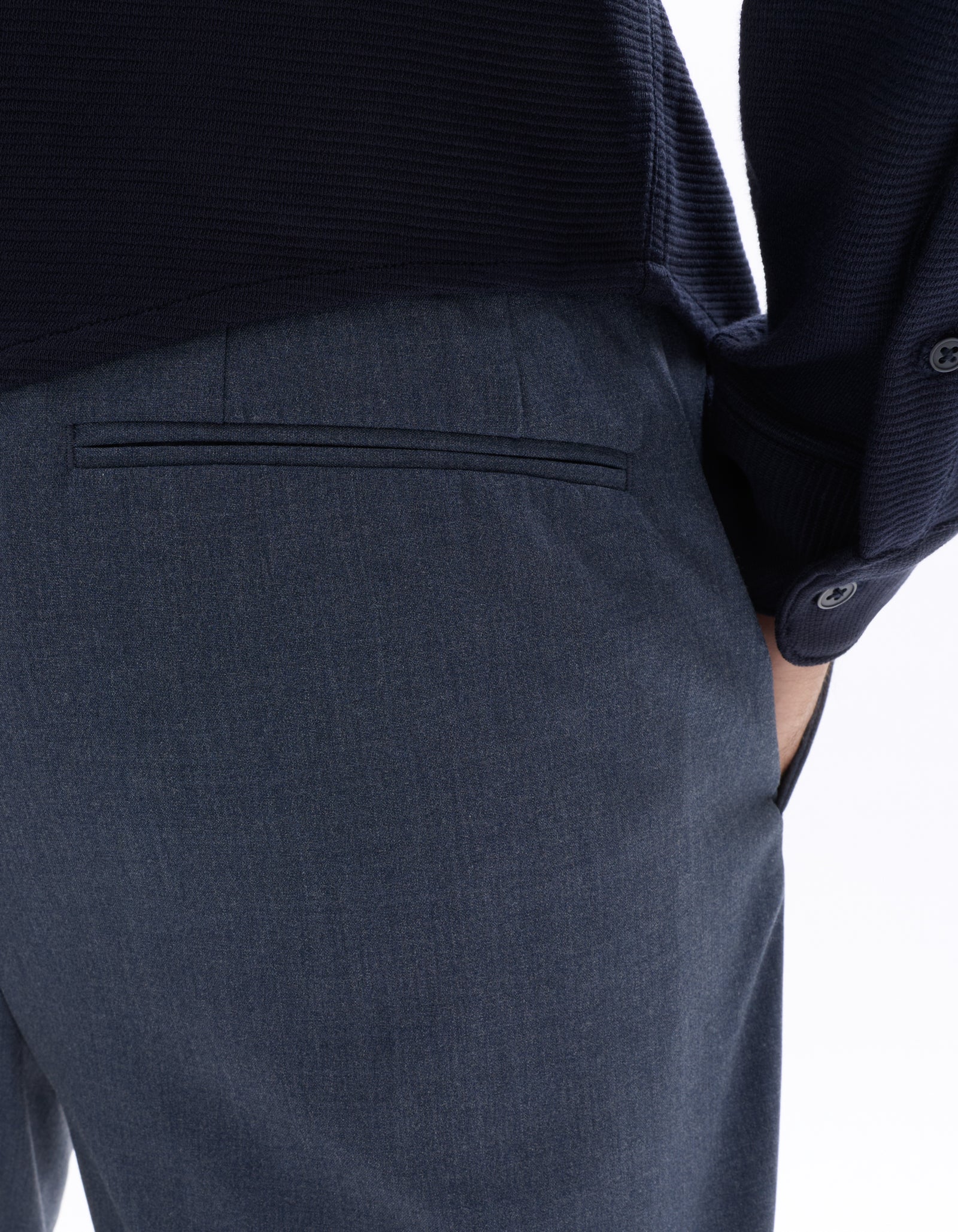Celio Solid 24H Fit Poly-Blend Blue Trousers