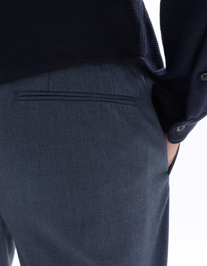 Celio Solid 24H Fit Poly-Blend Blue Trousers
