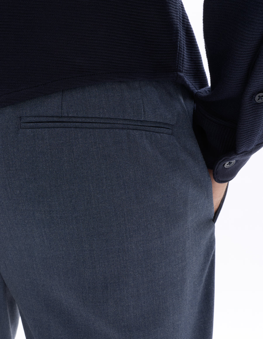 Celio Solid 24H Fit Poly-Blend Blue Trousers