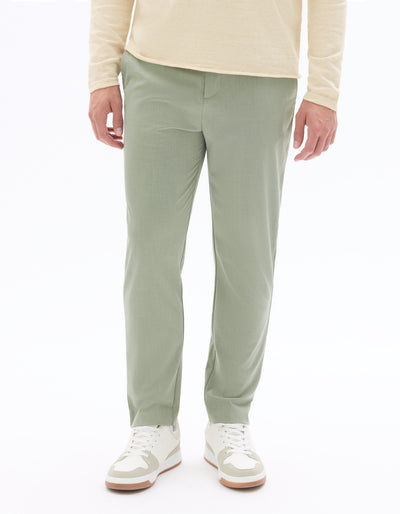 Celio Solid 24H Fit Poly-Blend Green Trousers