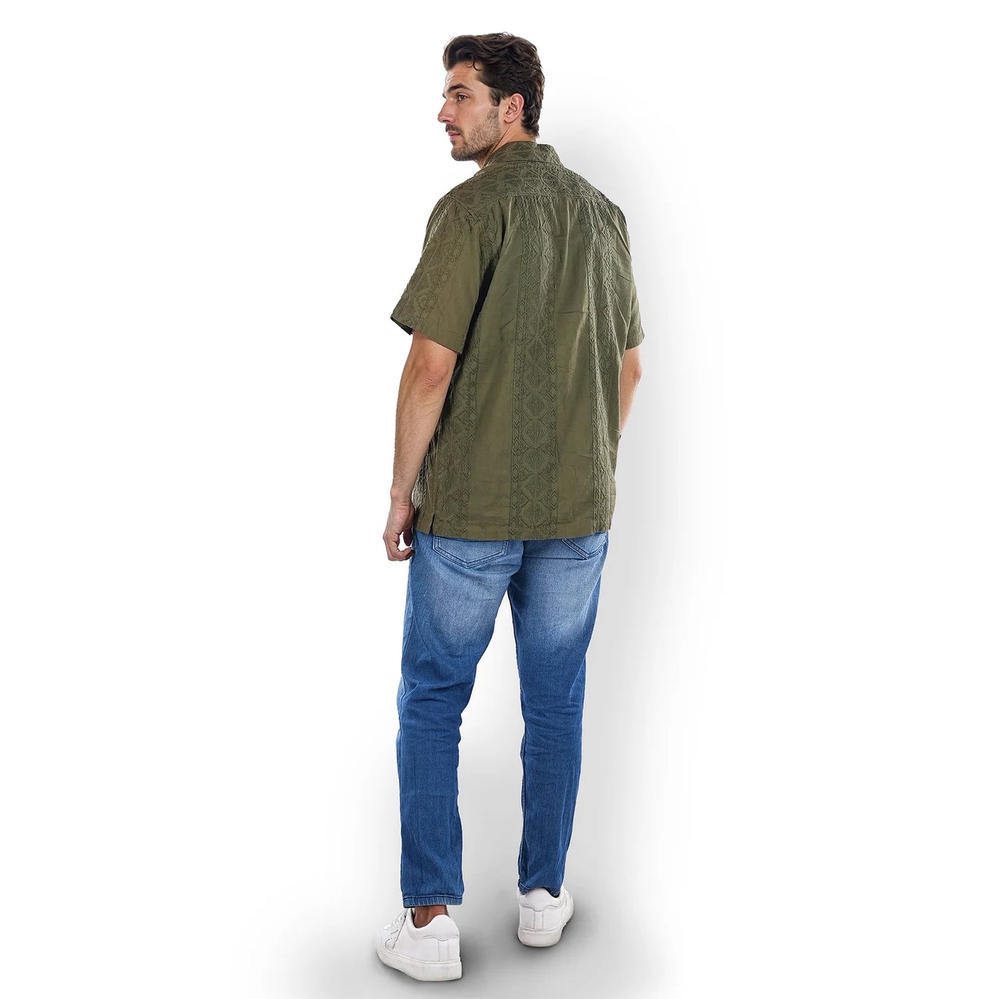 Green Embroidered Cotton Shirt