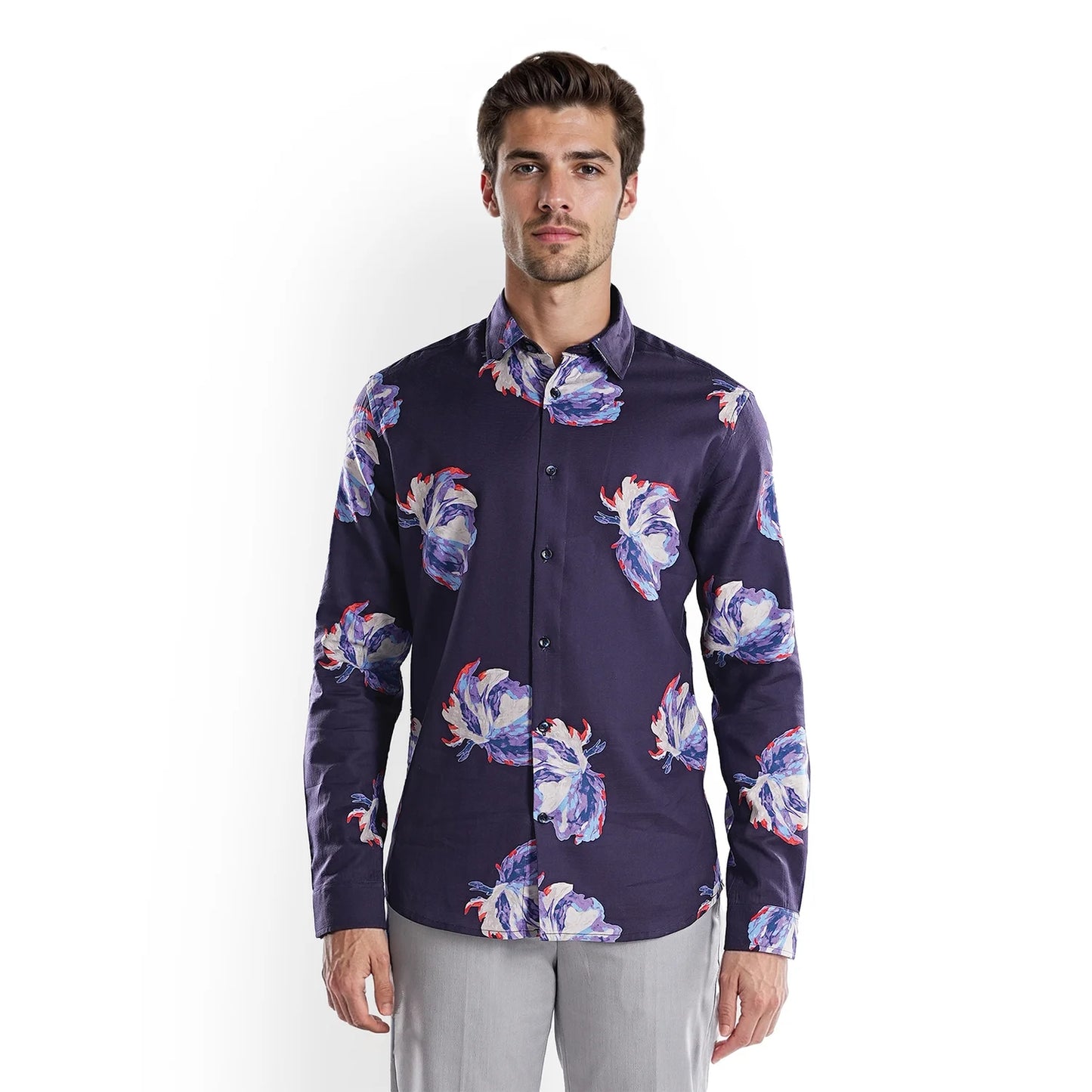 Purple Printed Cotton Shirt