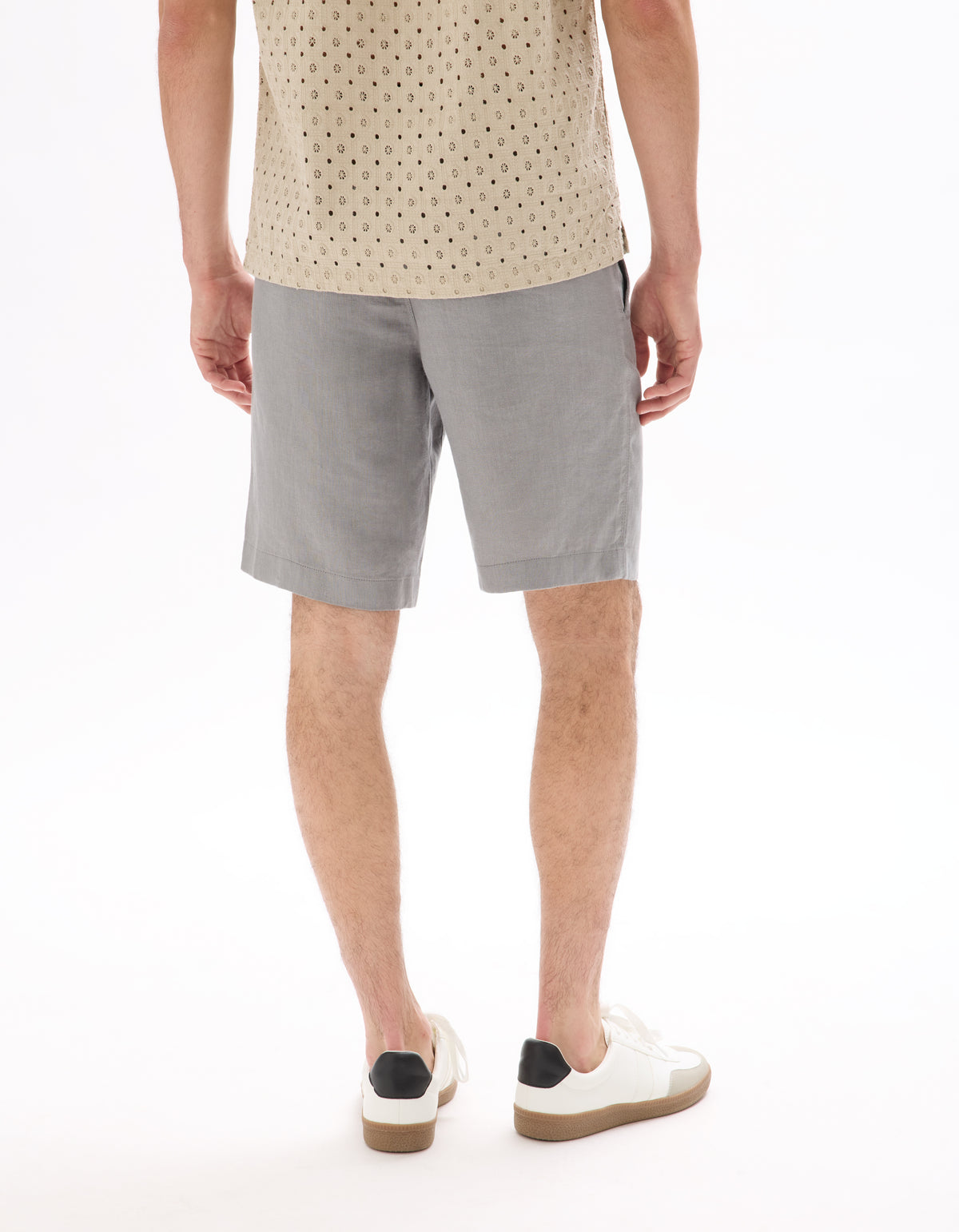 Bermuda Fit 100% Linen Solid Shorts - Grey