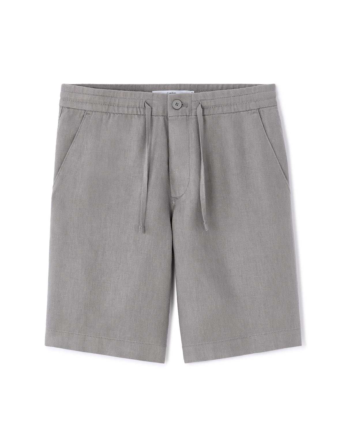 Bermuda Fit 100% Linen Solid Shorts - Grey
