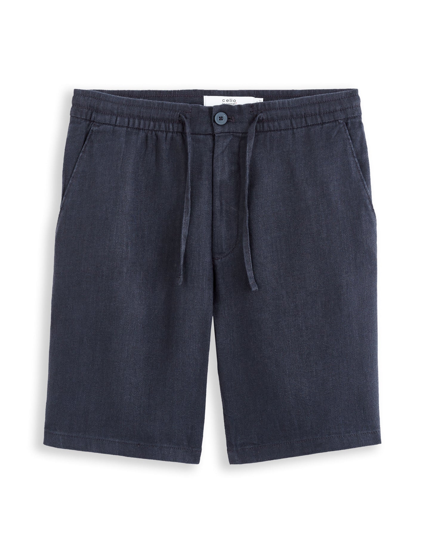 Celio* 100% Linen Bermuda Shorts-Navy Blue