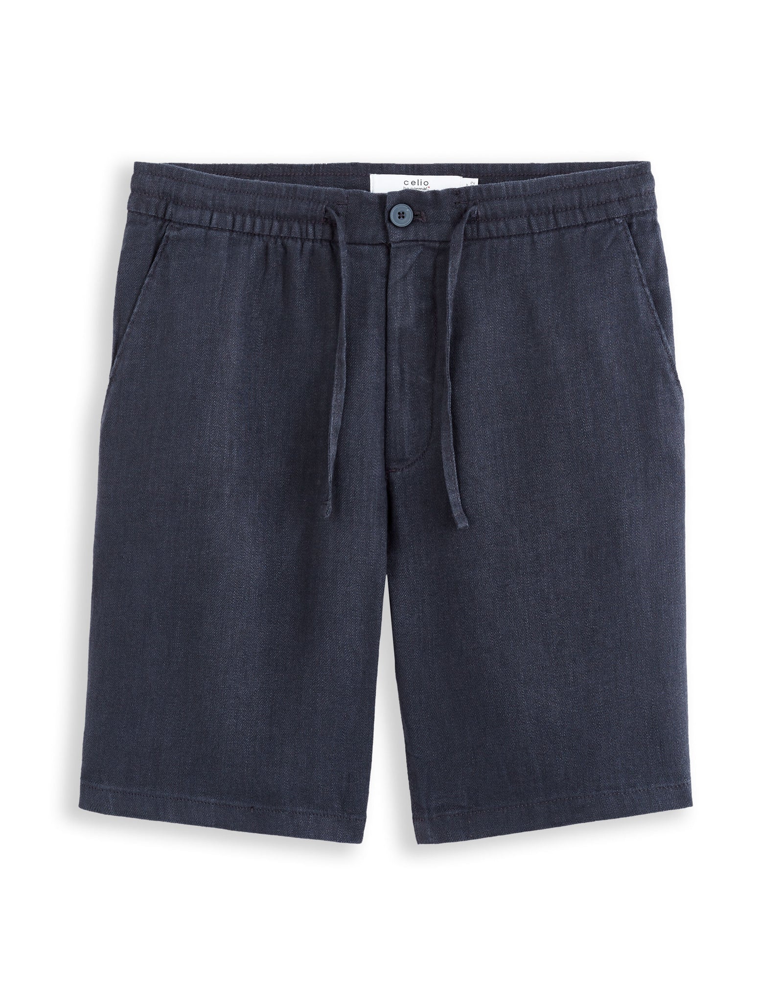 Celio* 100% Linen Bermuda Shorts-Navy Blue