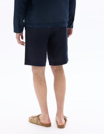 Celio* Linen Regular Fit Navy Blue Shorts