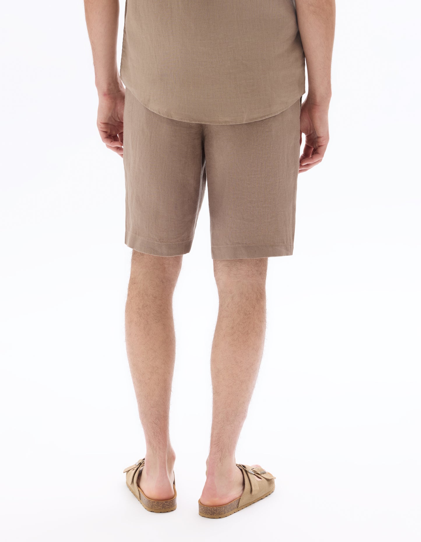Celio Solid Regular Fit Linen Brown Shorts