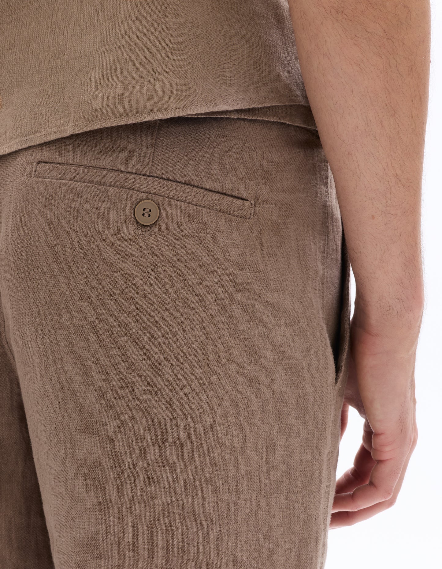 Celio Solid Regular Fit Linen Brown Shorts