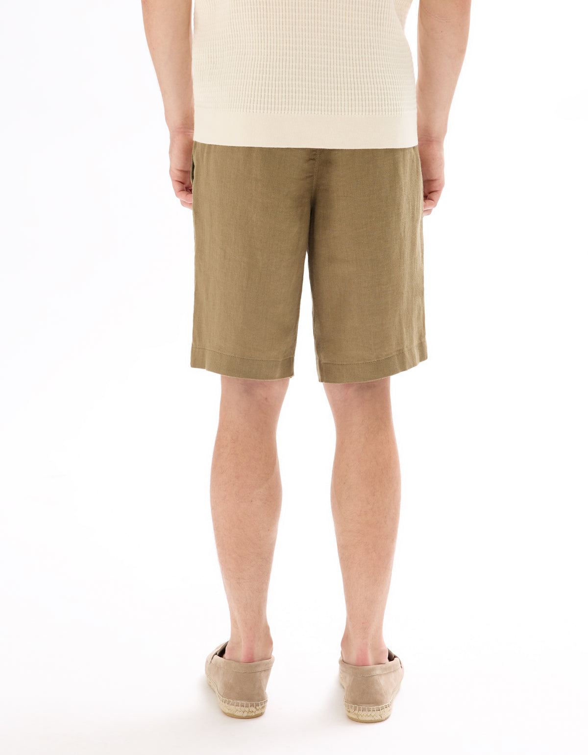 Bermuda Fit 100% Linen Solid Shorts - Brown